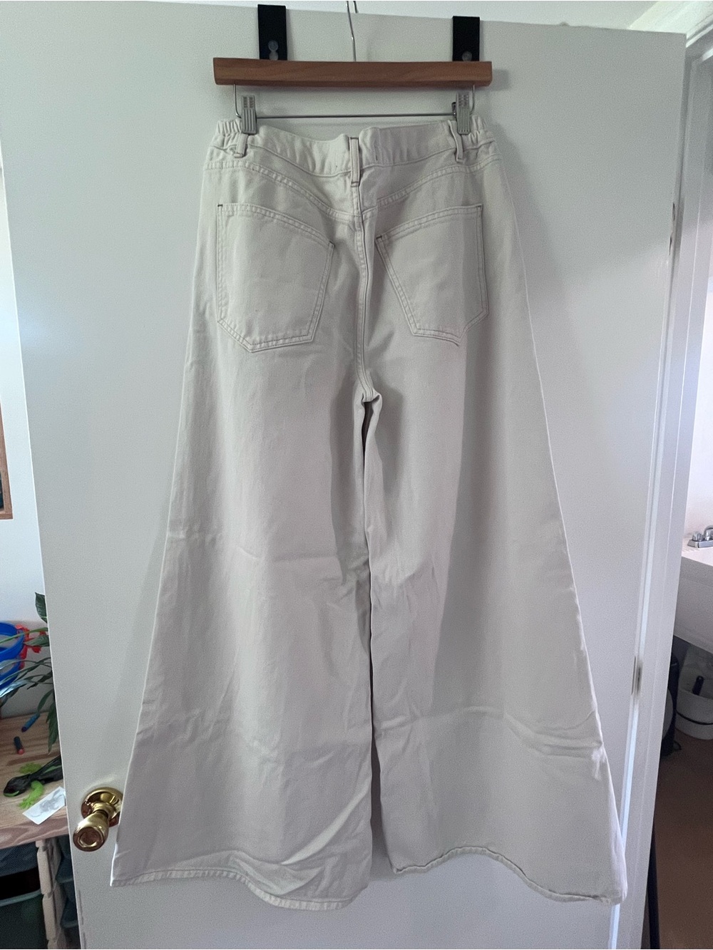 Free People Cream Wide-Leg High-Rise Jeans - Picture 3 of 5